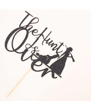 The Hunt is Over Cake Topper Funny Guns Themed Bride & Groom Wedding / Engagement / Bridal Shower Party Cake Decorations Black Glitter - Buy Online on GoSupps.com