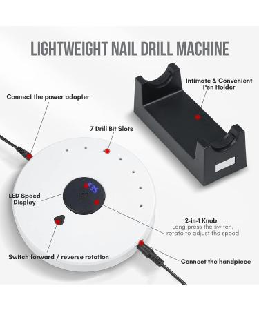 Saviland Professional 35000RPM Rechargeable Nail Drill Machine | Low-Noise Electric File for Acrylic Nails & Gel Polish Removal - Ceramic Bit Included | Perfect Gift for Women - Buy Online on GoSupps.com