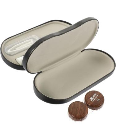 Buy Homsfou Double Purpose Glasses Case - Stylish Wood Grain Travel Case for Glasses & Contacts | Durable & Versatile - Buy Online on GoSupps.com