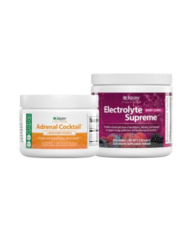 Jigsaw Health Bundle | Adrenal Cocktail 60 Servings (Jar) and Electrolye Supreme (Berry-Licious) 60 Servings (Jar)