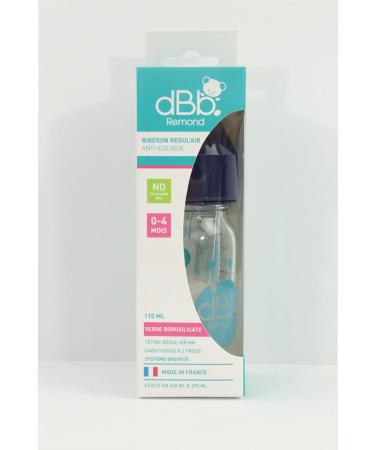 R gul'Air 110 ml dBb Remond Glass Bottle - NN Dummy - Newborn - Anti-Colic Rubber - Navy - Buy Online on GoSupps.com
