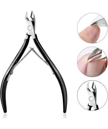 KMZ Cuticle Nippers Stainless Steel Professional Cuticle Cutter Trimmers Cuticle Cutters with Double Spring Manicure Pedicure Tool for Home and Salon (Black) - Buy Online on GoSupps.com