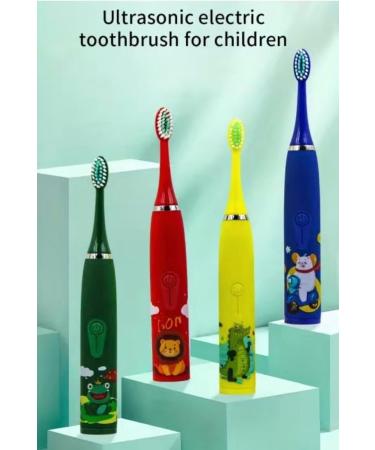 Buy Sonic Toothbrush for Kids - Cartoon Design 6 Extra Soft Brush Heads Adjustable Speed (Yellow) - Best International Shipping - Buy Online on GoSupps.com
