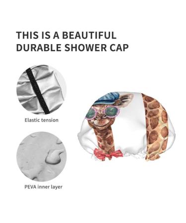 Moslion African Animal Giraffes Shower Cap - Cute Safari Wildlife Women's Reusable Hair Cover - Buy Online on GoSupps.com