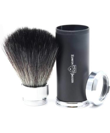 Edwin Jagger Black Chrome Travel Shaving Brush - Synthetic Black | Premium Quality - Buy Online on GoSupps.com
