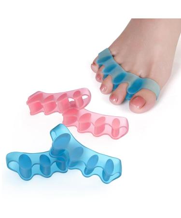 Gel Toe Separator Set of 4 Bunion Corrector for Women and Men Toe Spacers Blue+Pink