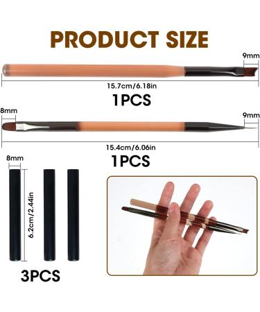 2pcs Professional Nail Clean Up Brushes for French Manicure | Round Angled Tip Head Pen Painting Tools for Gel Polish Mistake Cleaning & Art Design - Premium Synthetic Bristles (Tea Brown) - Buy Online on GoSupps.com
