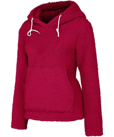 Bigfanshu Women's Sweaters Casual Fleece Long Sleeve Pullover Blouse Shirts Sweatshirt Red - Buy Online on GoSupps.com