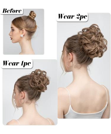 SARLA 2PCS Small Messy Hair Bun Hair Piece | Synthetic Updo Hair Extensions for Women Girls in Light Brown - Buy Online on GoSupps.com