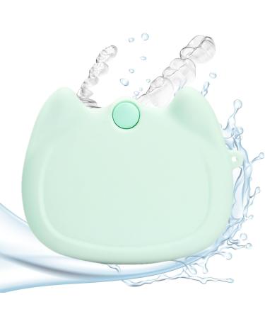 Olcana orthodontic retainer case slim braces etui mouth protection etui slim braces etui oral protection etui with a fixed snap lock for dentures retainer mouth protection green