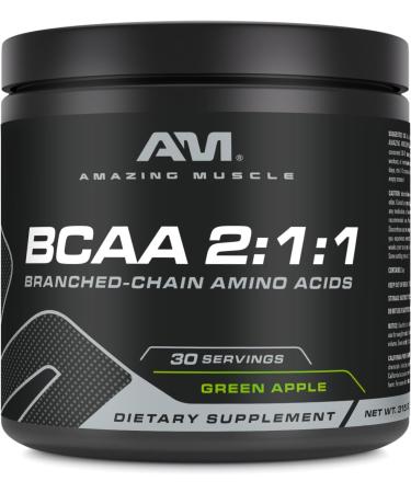 BCAA 2:1:1 Powder - 30 Servings Green Apple | Natural Flavor | Branched Chain Amino Acids Supplement | Made in USA - Buy Online on GoSupps.com
