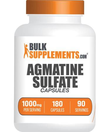 BulkSupplements.com Agmatine Sulfate Capsules - Nitric Oxide Supplement Agmatine Sulfate 1000mg - Gluten Free 2 Capsules per Serving 180 Capsules (Pack of 1)