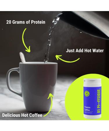 A1 Physique Protein Coffee - 500g Instant Coffee with Hydrolysed Collagen Peptides from Bovine Protein - Allergen Free Ground Coffee Granules for Hot or Iced Coffee - High Protein Collagen Coffee - Buy Online on GoSupps.com