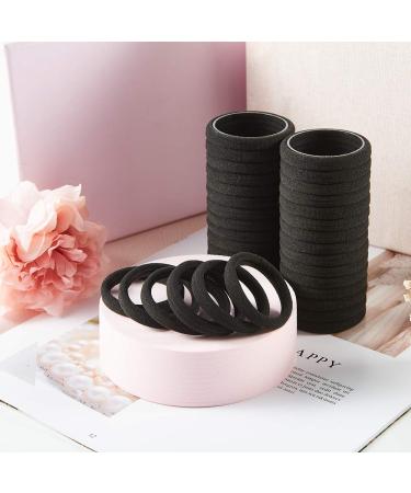 100PCS Seamless Thick Black Hair Ties for Women & Girls - Elastic Ponytail Holders | No Damage Hair Bands - Buy Online on GoSupps.com