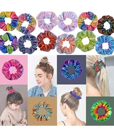 Large Hair Ties - 20pcs Shiny Metallic Rainbow Mermaid Elastic Hair Accessories for Women Girls & Kids - Buy Online on GoSupps.com