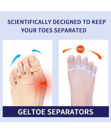 Silicone Toe Separators (2 Pair) - Toe Straighteners and Spacers for Curled, Overlapping Toes - Toe Stretcher for Toe Relaxation and Relief - Transparent Color - Buy Online on GoSupps.com