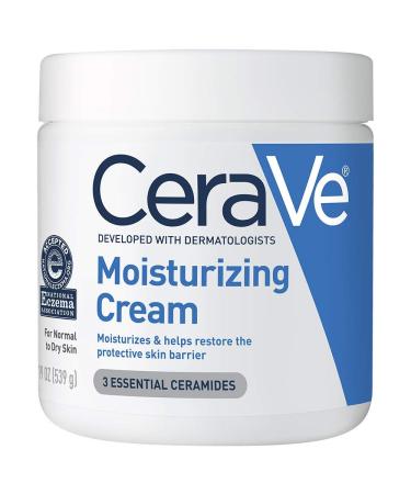 CeraVe Moisturizing Cream | Body and Face Moisturizer for Dry Skin | Body Cream with Hyaluronic Acid and Ceramides | Normal | Fragrance Free | 19 Oz | Packages May Vary 19oz Cream