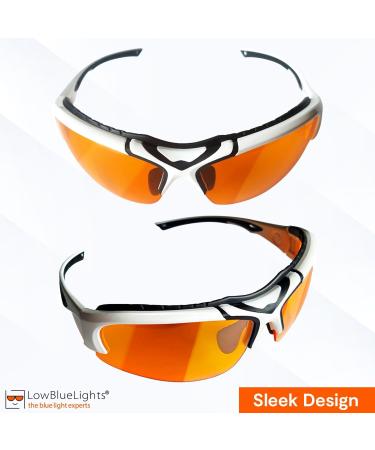 100% Blue Light Blocking Glasses - Amber Wraparound for Sleep Gaming & TV | Unisex White Platinum - Buy Online on GoSupps.com