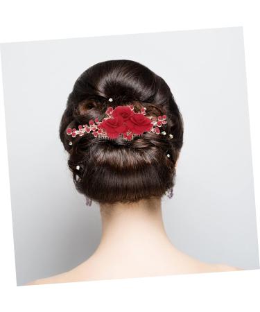 Ipetboom Flower Hair Comb Bridal Hairpiece Bridal Accessories Wedding Hair Accessories Hair Combs for Women Accessories Flower Hair Accessories Tiara Bride Hairpin Rhinestones Red - Buy Online on GoSupps.com