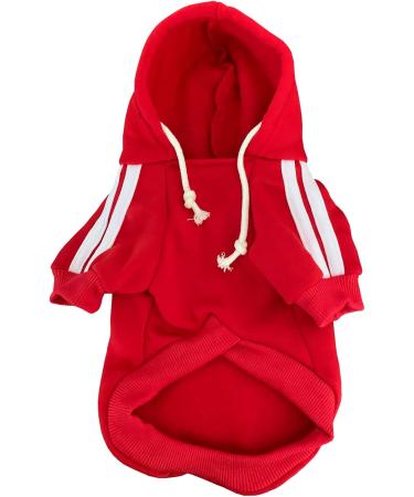 Izefia Red Dog Hoodie - Warm Fleece Sweater for Small Dogs & Cats | Winter Dog Clothing XL - Buy Online on GoSupps.com