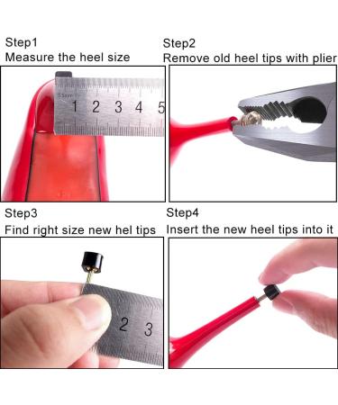 6 Pairs Non-Slip Black High Heel Replacement Tips for Women - Size 11-13 mm - Buy Online on GoSupps.com
