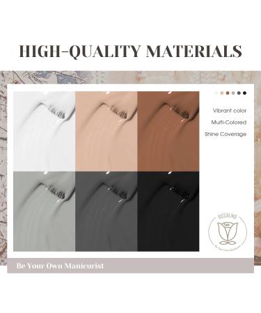 ROSALIND 6PCS White Black Gel Nail Polish Set - Neutral Colors for Women - 0.25 Fl Oz (Pack of 6) - Buy Online on GoSupps.com