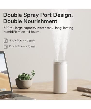 JISULIFE 500ml Mini Portable Cool Mist Humidifier - Quiet Dual Mist, Auto Shut-Off - Bedroom, Baby Bedside, Travel, Car - White - Buy Online on GoSupps.com