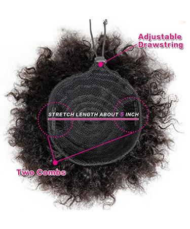 Buy 6-Inch Short Afro Puff Drawstring Ponytail - Human Hair Curly Clip-In Extensions in Natural Color - Buy Online on GoSupps.com