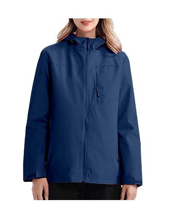 FGUUTYM Pullo-Dress Women Ladies Spring and Autumn-Dnne Outdoor mountain cladding quick drying breathable windproof single-layer coat casual hardshell jacket gray coat women dark blue L
