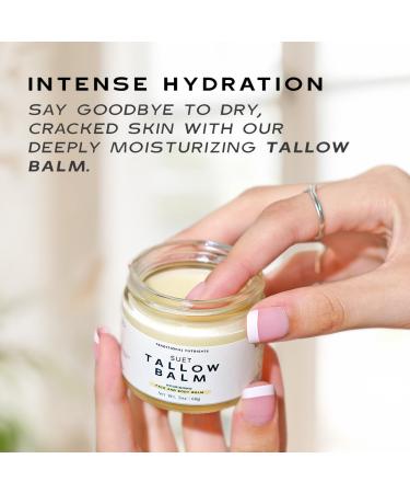 Suet Beef Tallow & Raw Honey Balm | Natural Face & Body Moisturizer with Vanilla Essential Oil (4oz) - Grass-Fed International Shipping - Buy Online on GoSupps.com