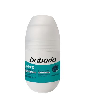 Babaria Roll-On Deodorant Zero - Antiperspirant for Women and Men - 24-Hour Protection for Sensitive Skin - No Alcohol Anti Sweat Deodorant - 1.7 oz