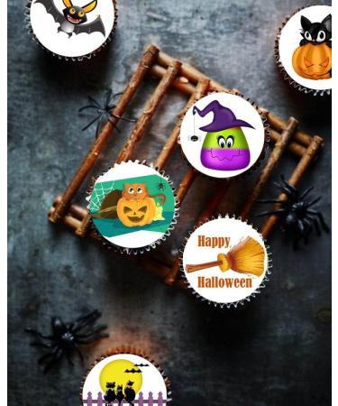 24 x Pre-Cut Halloween Mix 8 Edible Stand up Wafer/Rice Paper Cupcake Toppers Birthday Party Cute Kids Children Cake Decorations - Buy Online on GoSupps.com