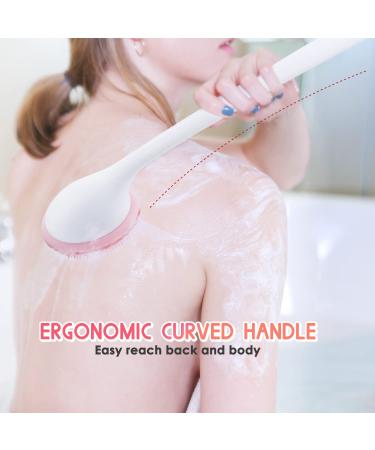 PINGKO Silicone Back Scrubber with Extra Long Non-Slip Handle for Acne Exfoliating and Skin Cleansing - Light Pink - Buy Online on GoSupps.com