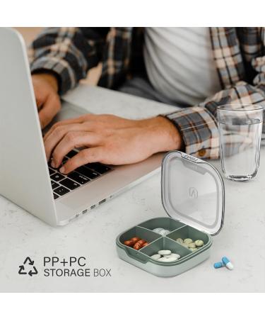 Travel Pill Organizer & Small Pill Box - 4 Compartments Daily Medicine Case | Vitamin & Supplement Storage (Two Pack Green - Buy Online on GoSupps.com