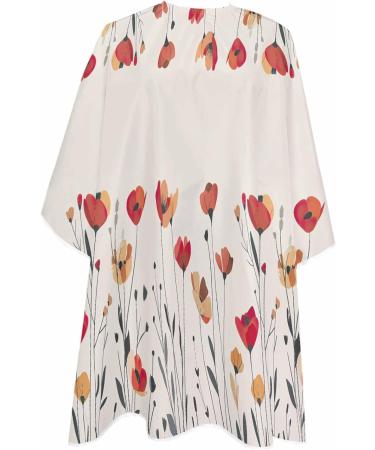 Red Floral Barber Cape - Adjustable Hair Cutting Cape for All Ages | Vintage Botanical Aesthetic 55x63 Inch Salon Accessory - Buy Online on GoSupps.com