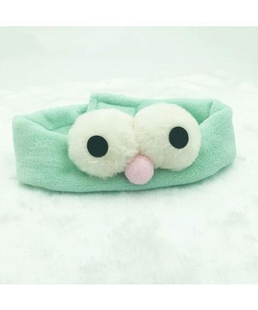 Soft Plush Hairband with Big Eyes - Mint Green Headband for Face Washing & Makeup | International Shipping Available - Buy Online on GoSupps.com
