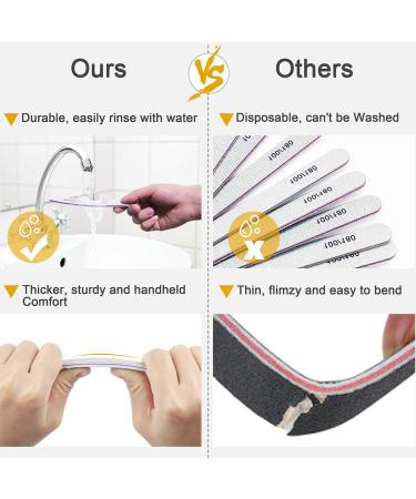 12pcs Double-Sided Nail Files 100/180 - Washable & Reusable for Gel & Acrylic Nails | Perfect for Nail Studios & Home Use - Buy Online on GoSupps.com