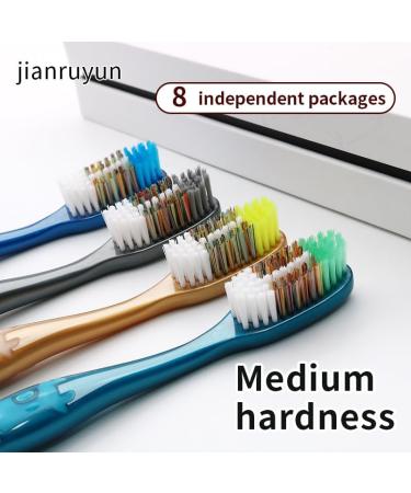 Medium Hard Bristled Toothbrush Set of 8 - Deep Cleaning Large Brush Head for Optimal Oral Care - Buy Online on GoSupps.com