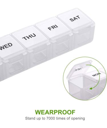 Sukuos Large Weekly Pill Organizer 2 Pcs - Daily Pill Cases for Vitamins, Fish Oils, Supplements - Black+White - Buy Online on GoSupps.com