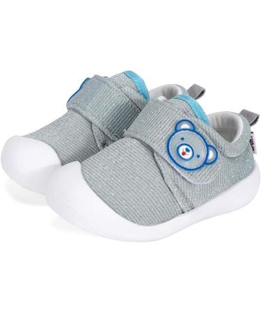 MASOCIO Glittery Baby First Walking Shoes | Anti-Slip Toddler Trainers | 5.5 UK Child Gray - Buy Online on GoSupps.com