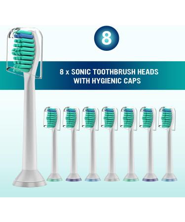 Derffin Replacement Toothbrush Heads 8 Pack Standard Brush Heads Compatible with Philips Sonicare Electric Toothbrushes Fit The Models of HX3/HX6/HX9/HX8/HX7 Series (White) A8 White - Buy Online on GoSupps.com