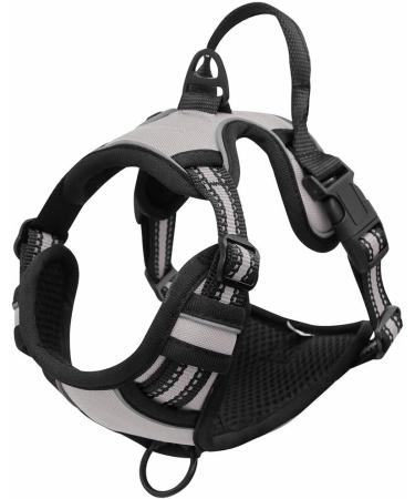 Adjustable No Pull Dog Harness - Soft Padded Breathable & Reflective - XL Gray - Buy Online on GoSupps.com