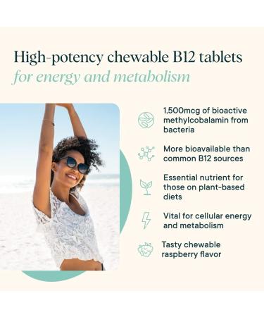 Ora Organic Vitamin B12 1500mcg - Plant-Based Methylcobalamin Energy Tablets - Raspberry Flavor - 30 Chewable Tablets - Buy Online on GoSupps.com