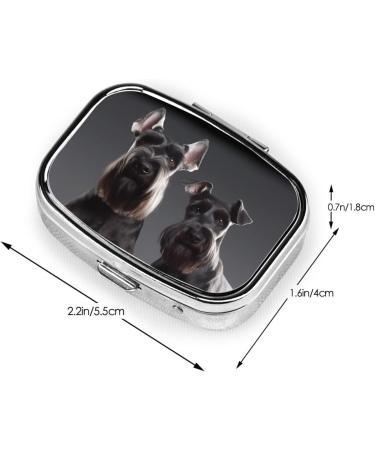 Cute Schnauzer Dog Pill Case | 2 Compartment Travel Pill Organizer | Small Purse Pill Box Gift - Buy Online on GoSupps.com