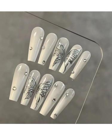 Temperament Enhancement Nail Patch Hand-Made Nail Patch Summer Joker Wearing a Black French Diamond Explosive Flash Temperament Wind Manicure (10 Pieces) (Size : S) Small - Buy Online on GoSupps.com