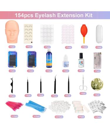 154Pcs Eyelash Extension Practice Set with Professional Mannequin Head for Makeup Training - Buy Online on GoSupps.com