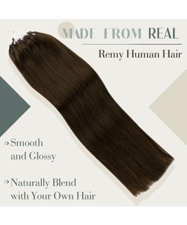 Laavoo Micro Loop Extensions - Real Hair Brown Microring Extensions | 50g 35cm Dark Brown #4 - Invisible 1g/s Hair Extensions - Buy Online on GoSupps.com