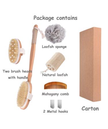 Spclsim Bath Brush Set - Natural Loofah Shower Brush and Body Scrubber for Men and Women - Gentle Exfoliating and Circulation Boost - Buy Online on GoSupps.com