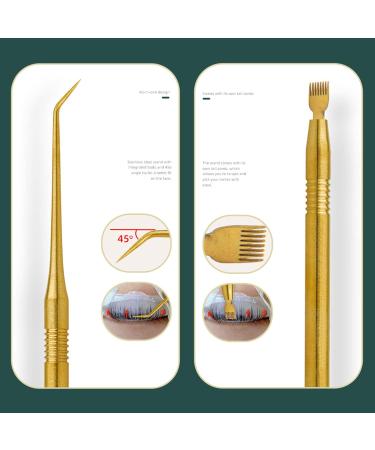 Eyelash Lift Separator Tool Comfortable Grip Tail Comb Metal Lash Lift Rods Stainless Steel for Beauty Salon (Gold) - Buy Online on GoSupps.com