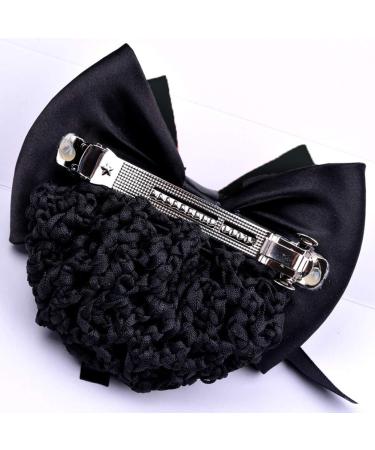 Women Hair Bun Cover Net Snood Hairnet Bowknot Decor Barrette Hair Clip Bow Lace Flower Hair Accessories(Black) - Buy Online on GoSupps.com